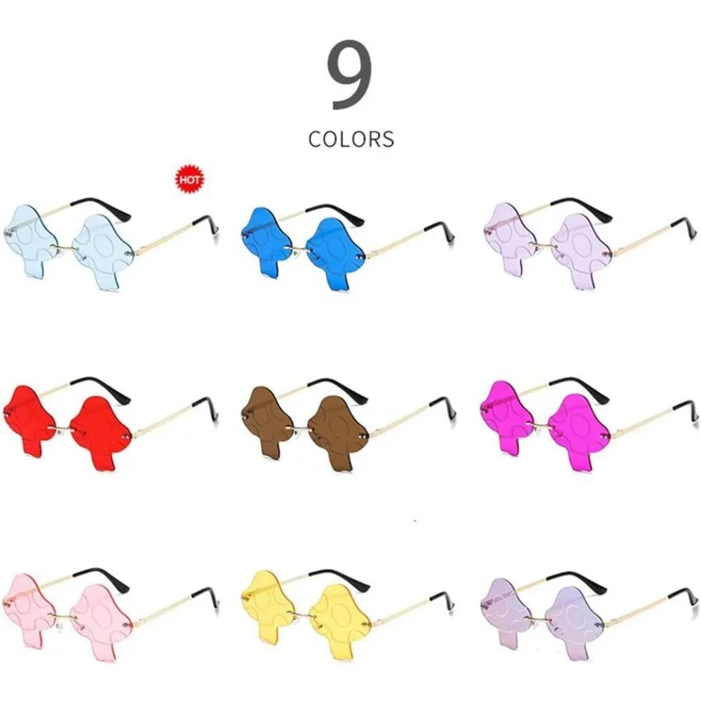 Mushroom Shape Sunglasses Frameless UV400 Retro Rave Party Accessories